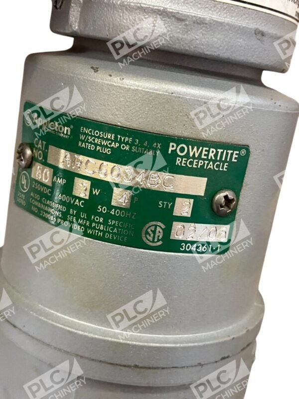 Appleton Aluminum 60A 3W 4P Powertite Receptacle ARC6034BC - Image 7