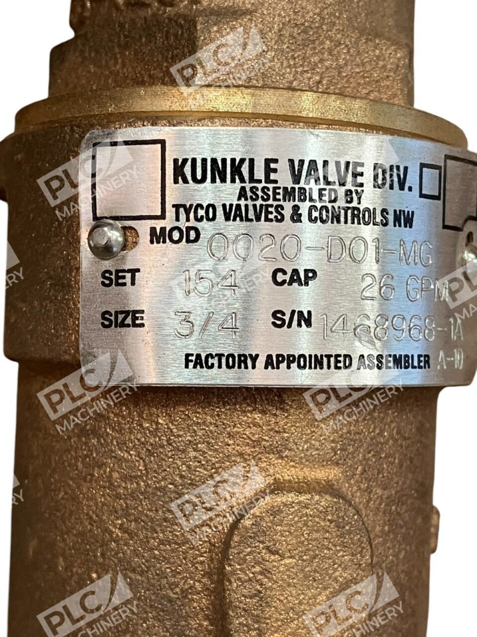 Kunkle Valve Tyco 154 3/4 26GPM Safety Valve 0020-D01-MG - Image 8