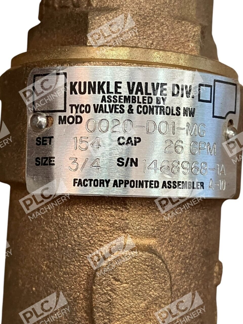 Kunkle Valve Tyco 154 3/4 26GPM Safety Valve 0020-D01-MG - Image 9
