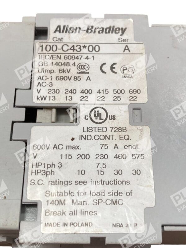 Allen Bradley AB C43 Three Pole Contactor 100-C43*00 /A - Image 8