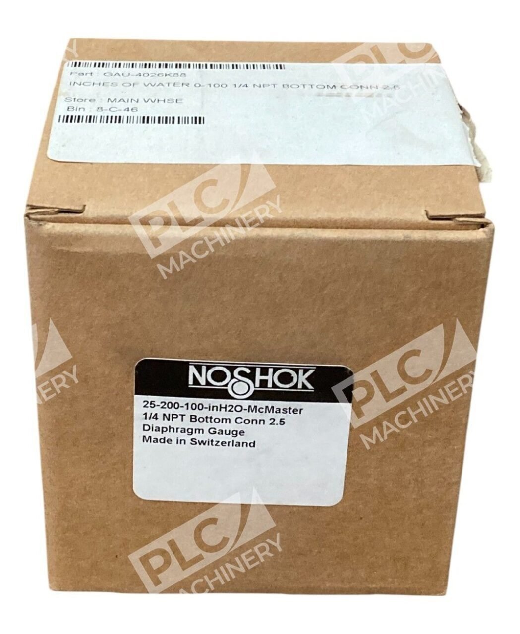 Noshok McMaster 1/4NPT Bottom Connector 2.5 Diaphragm Gauge 25-200-100-inH2O