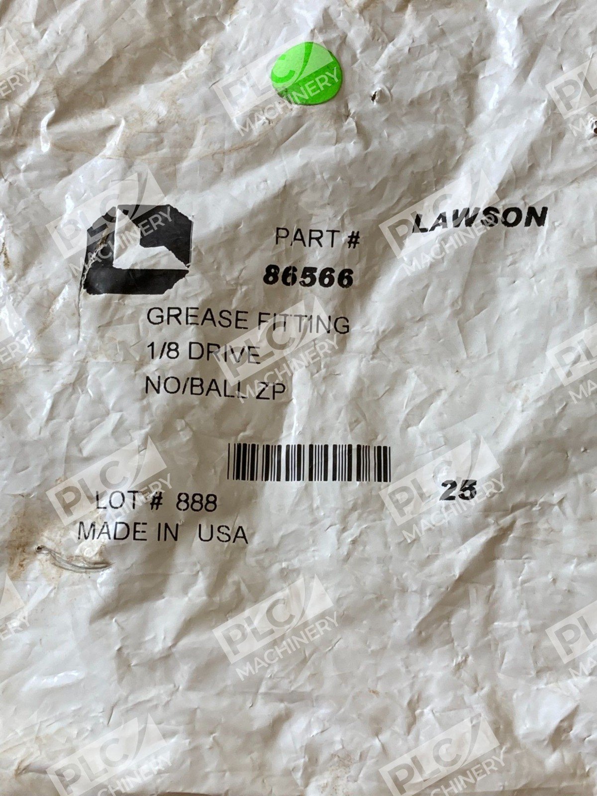 Lawson 1/8 Drive No/Ball ZP Grease Fitting 86566 (Bag of 25) - Image 2