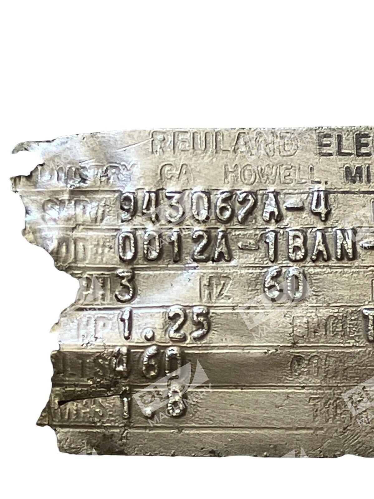 Reuland Electric 1.25HP 3PH 3600RPM 943062A-4 0012A-1BAN-0019 - Image 4