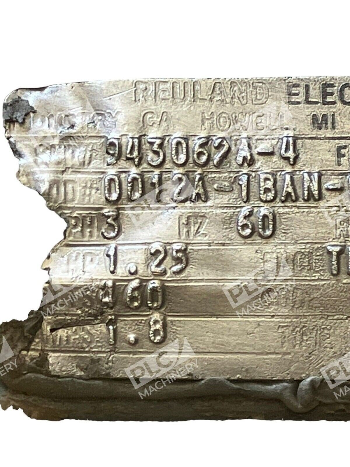 Reuland Electric 1.25HP 3PH 3600RPM 943062A-4 0012A-1BAN-0019 - Image 5
