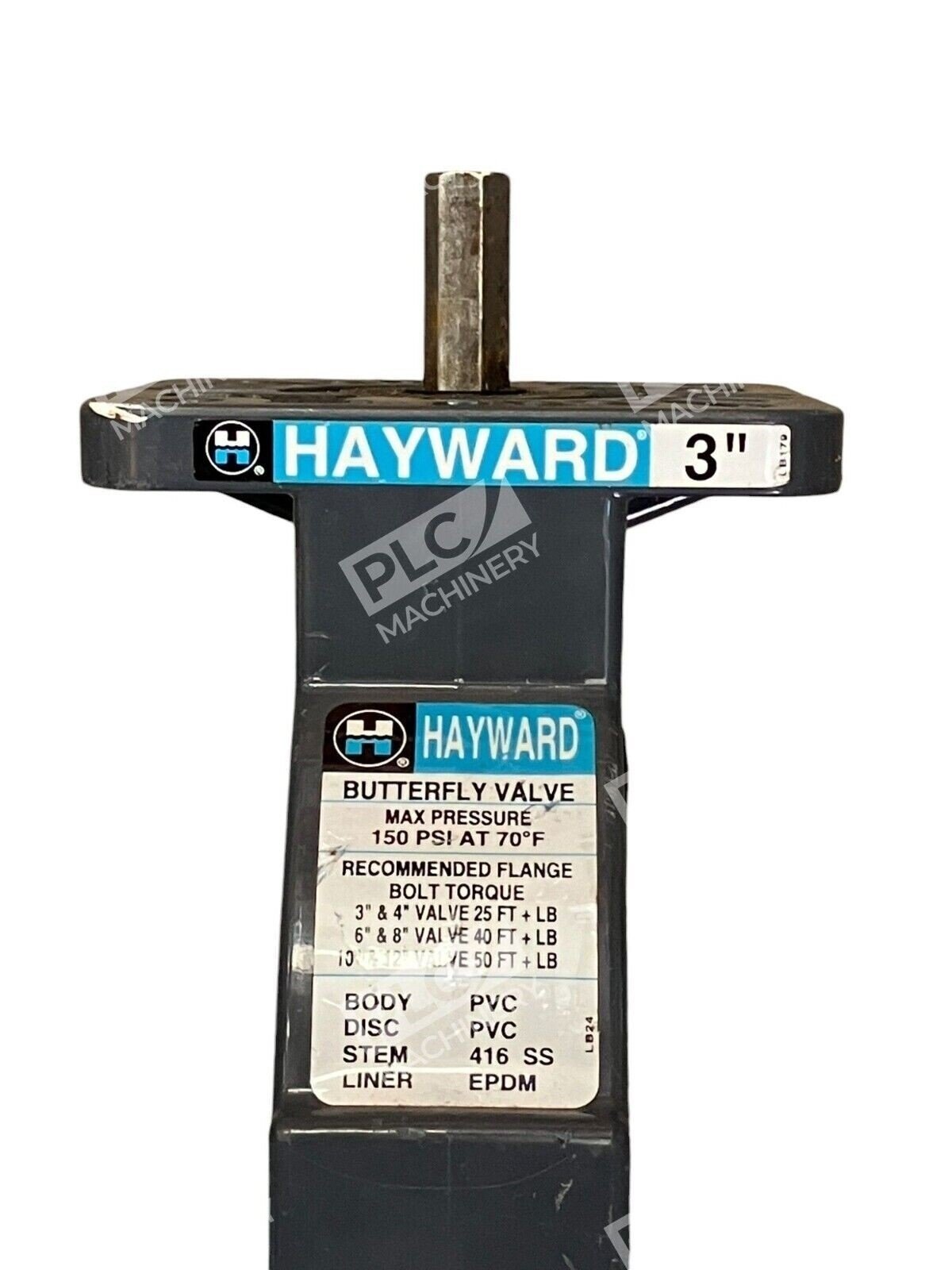 Hayward 3" Butterfly Valve Body PVC Disc PVC Stem 416SS Liner EPDM - Image 2