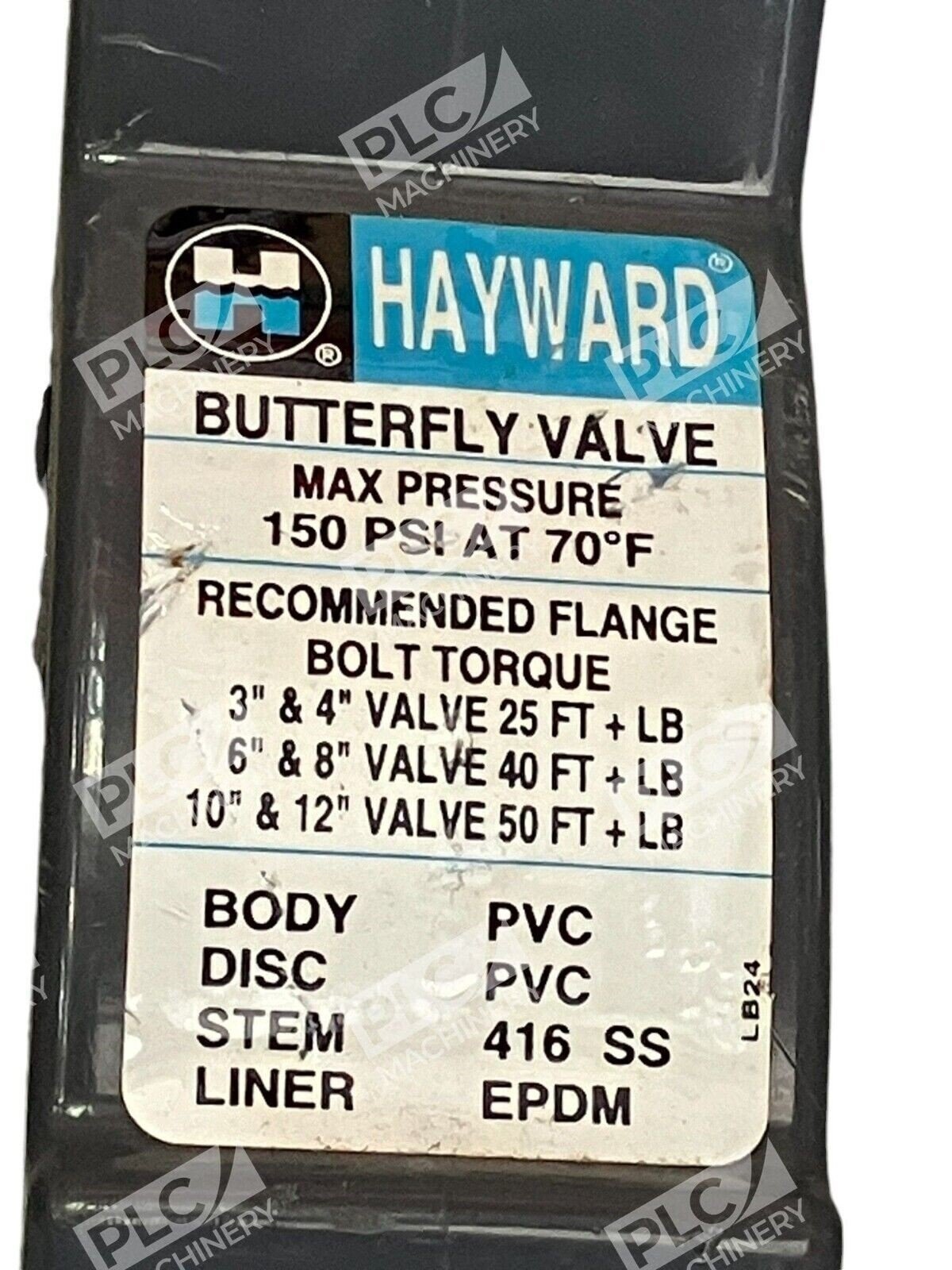 Hayward 3" Butterfly Valve Body PVC Disc PVC Stem 416SS Liner EPDM - Image 3