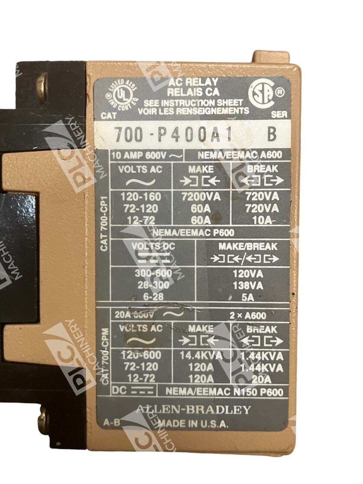 Allen Bradley Type P AC Relay 700-P400A1 /B - Image 2