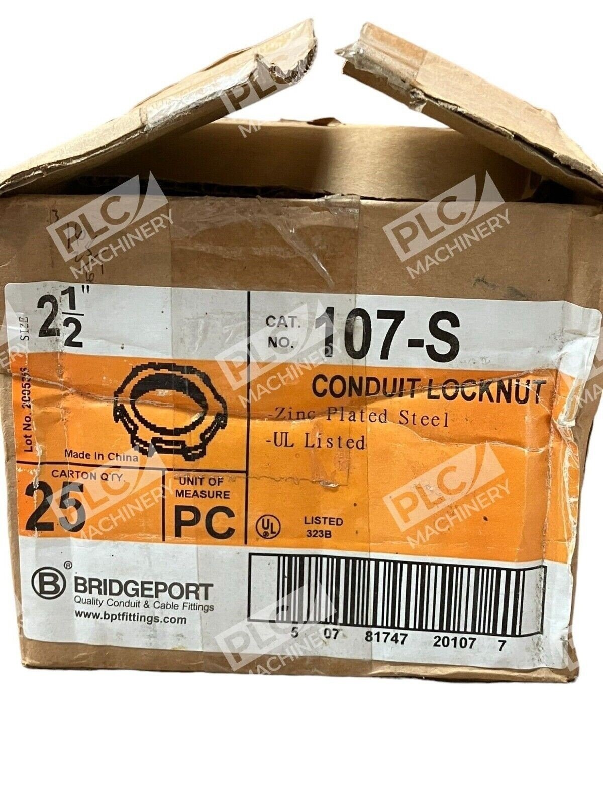 Bridgeport 107-S Conduit Locknut Zinc Plated Steel 2-1/2" (Box of 25)
