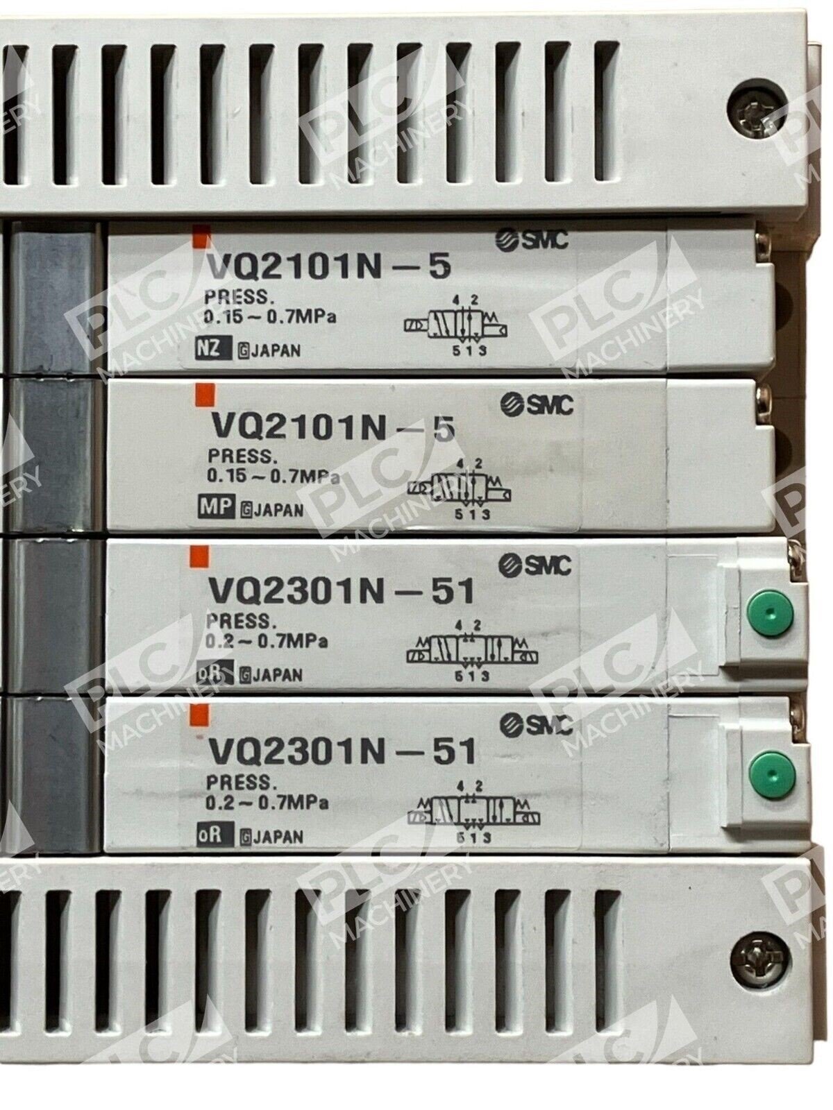 SMC VV5Q2-F2M08 4 Station Manifold W/ 2x VQ2101N-5 2x VQ2301N-51 - Image 3