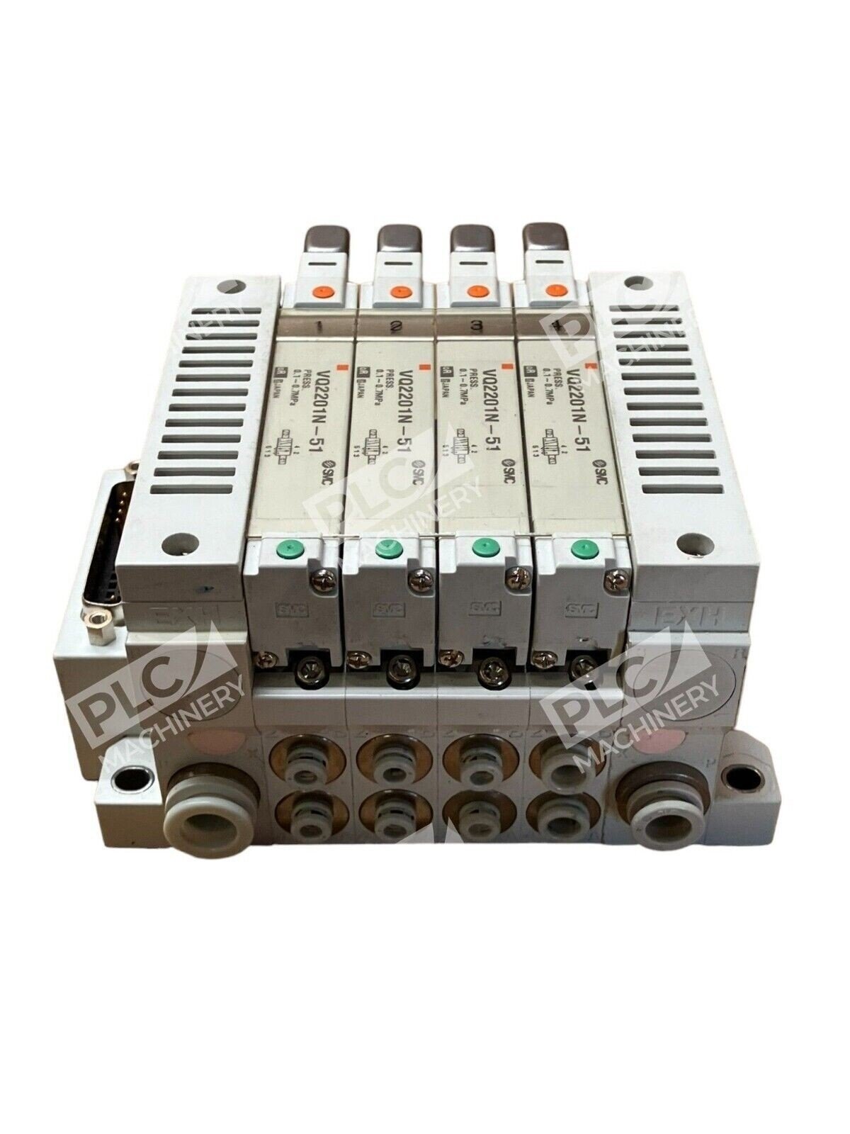 SMC VV5Q21-04C4FU0-NS Manifold W/ 4x VQ2201N-51 Used - Image 3