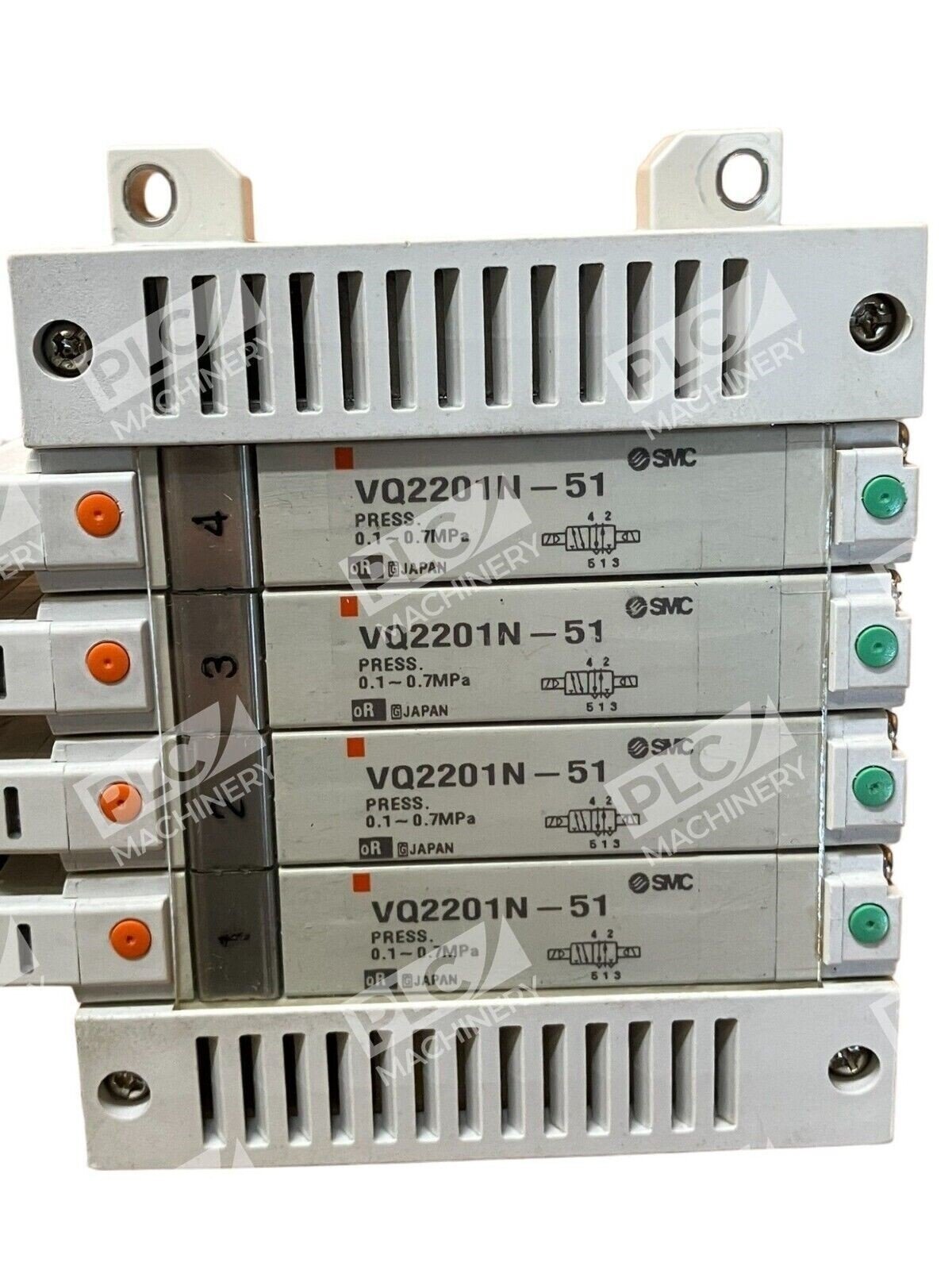 SMC VV5Q21-04C4FU0-NS Manifold W/ 4x VQ2201N-51 Used - Image 5