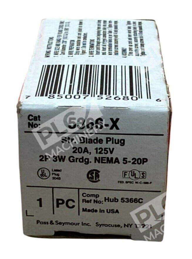Pass & Seymour 5366-X Straight Blade Plug Legrand (lot of 2)