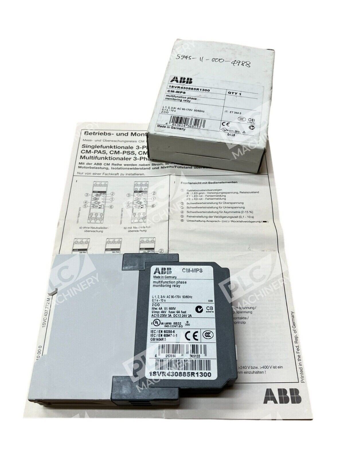 ABB 1SVR430885R1300 Multifunction Phase Monitoring Relay CM-MPS - Image 2