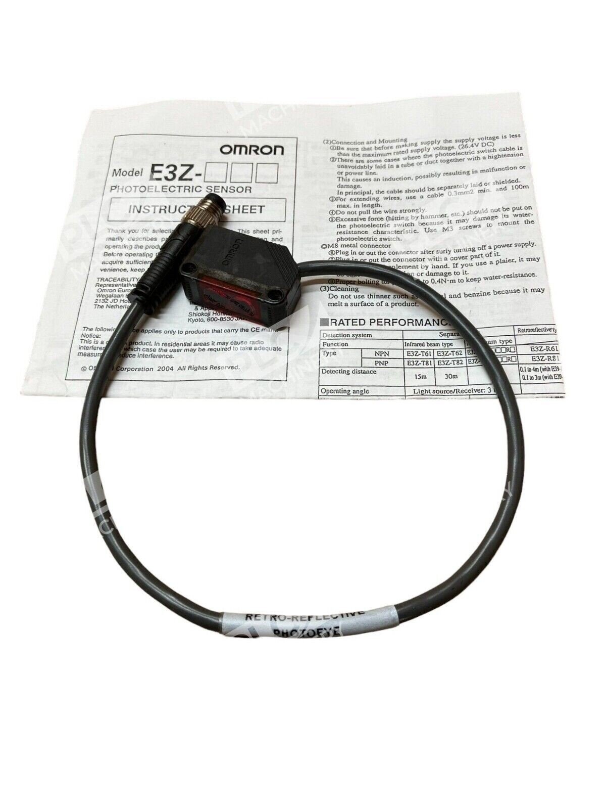 Omron E3Z-R81-J0-SRW-P2 Retro Reflective Photoelectric Sensor