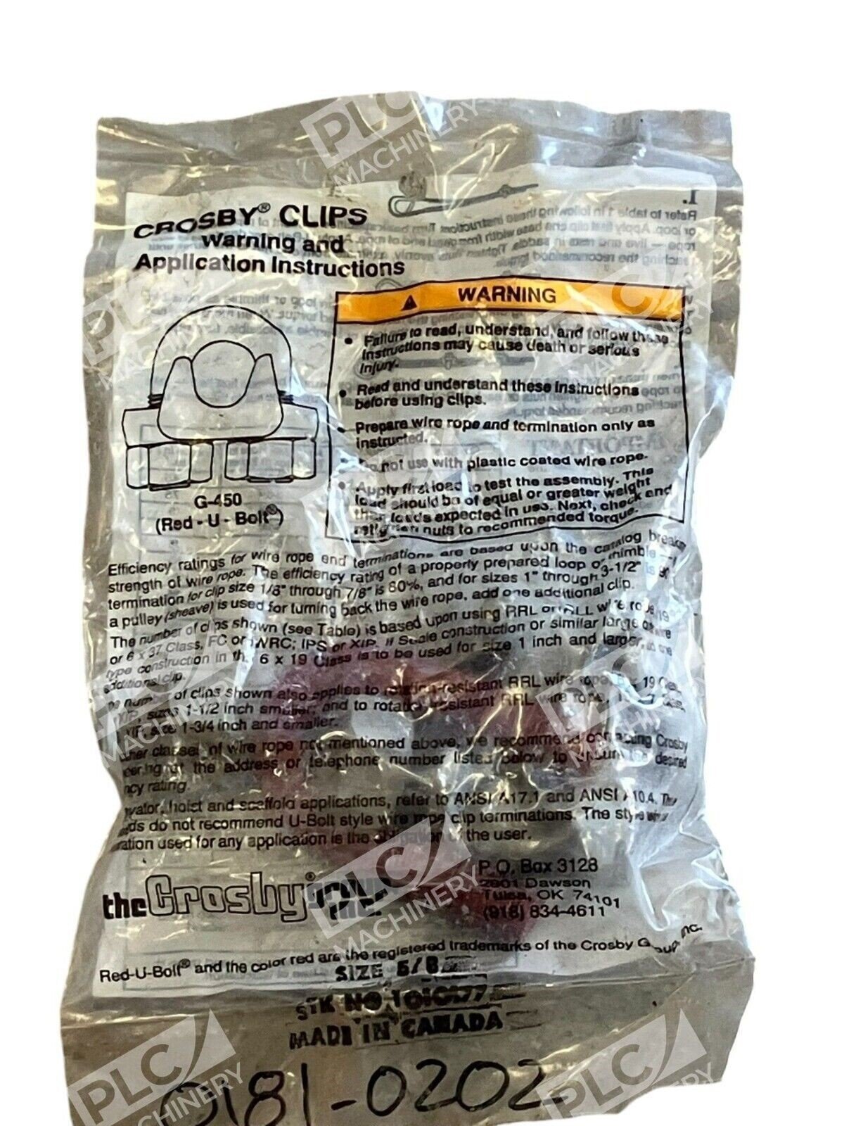 Crosby Clips 5/8 Red U Bolt G-450 1010177