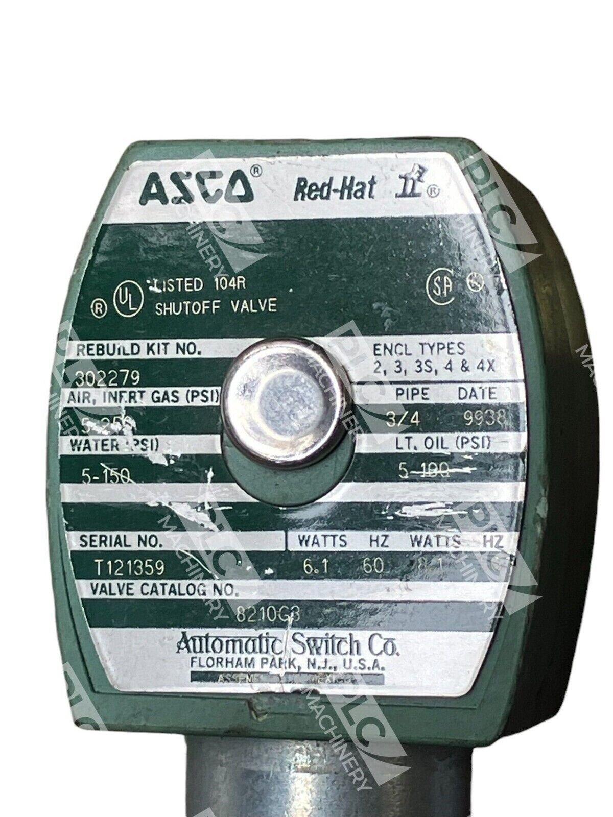 Automatic Switch Co ASCO Red-Hat II Solenoid Valve 8210G3 - Image 3