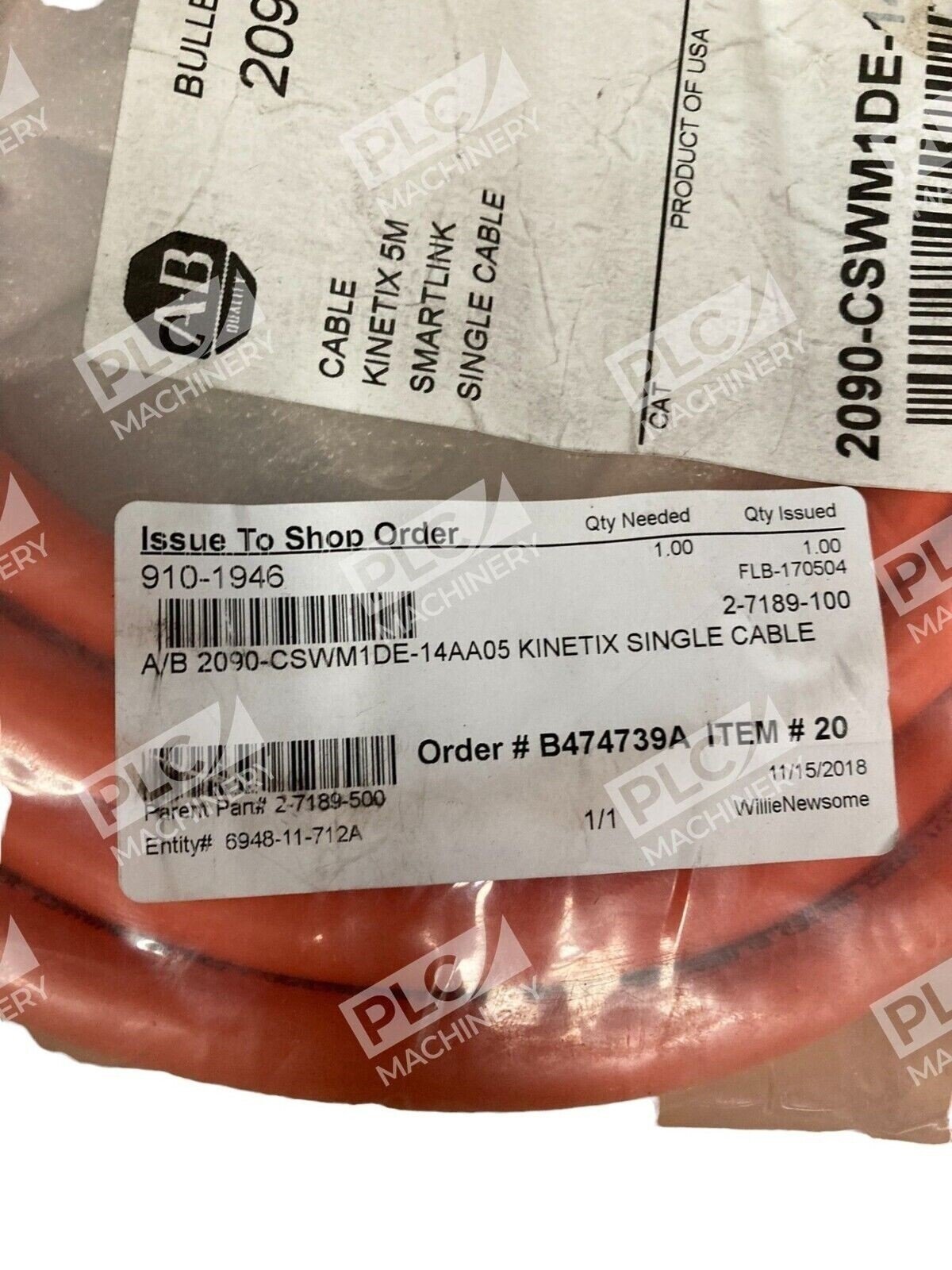 Allen Bradley 2090-CSWM1DE-14AA05 /A Cable Kinetix 5m Smartlink Single Non-Flex - Image 3