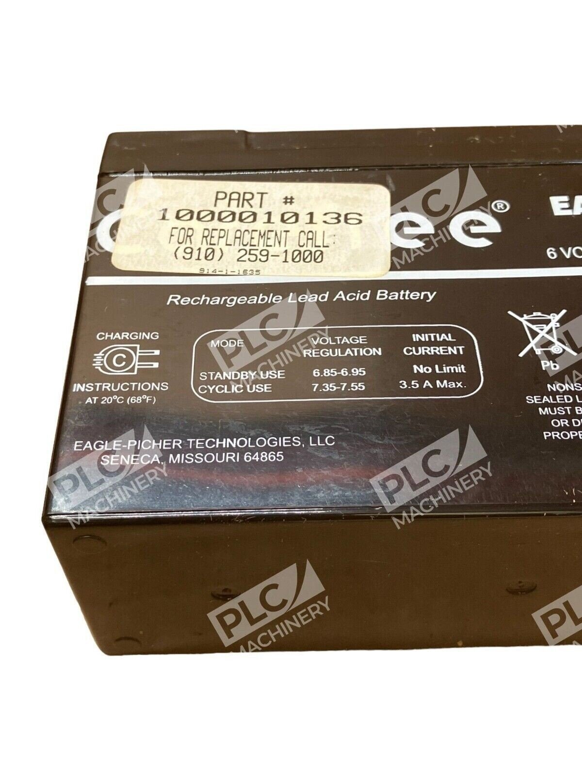 Eagle Picher CF6V10 10A 6V Rechargeable Battery (lot of 3) - Image 5