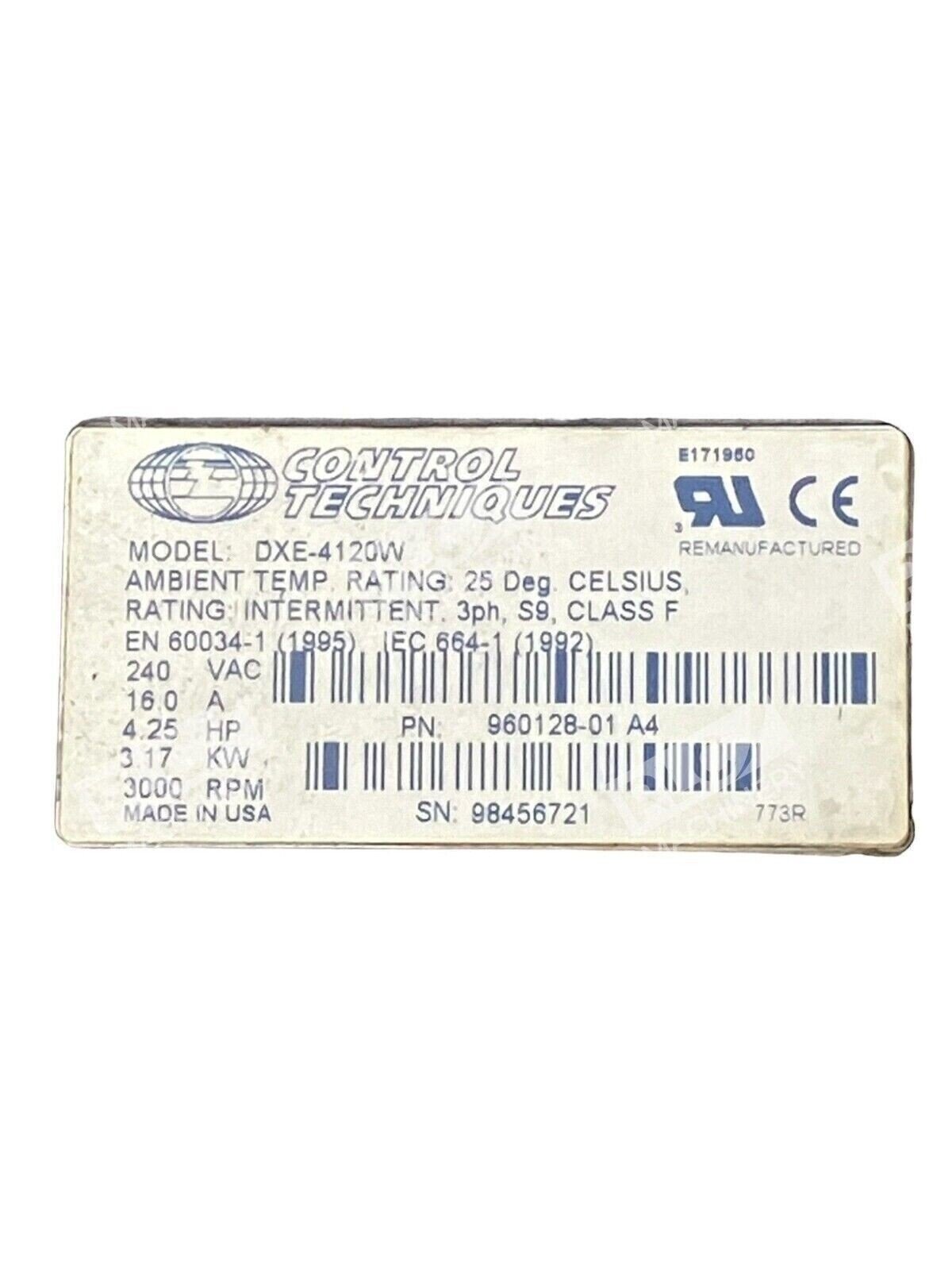 Control Technologies DXE-4120W Servo Motor - Image 2