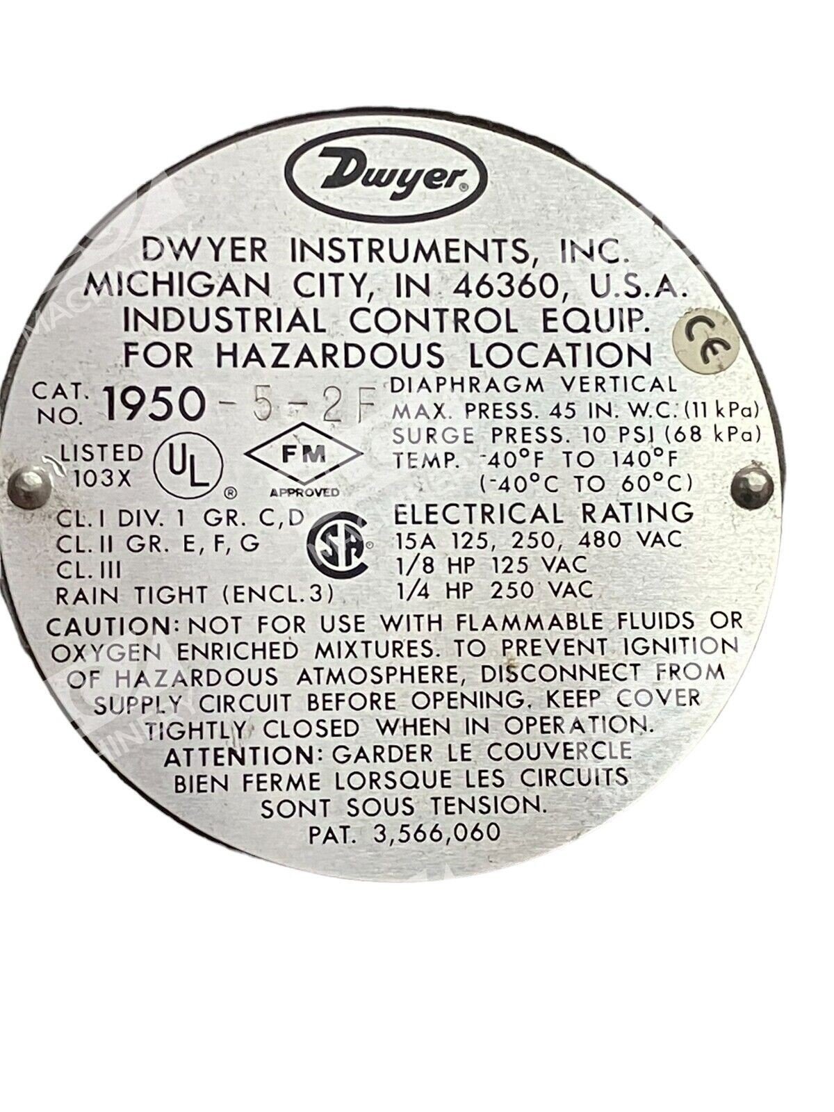 Dwyer 1950-5-2F Explosion Proof Pressure Switch - Image 5