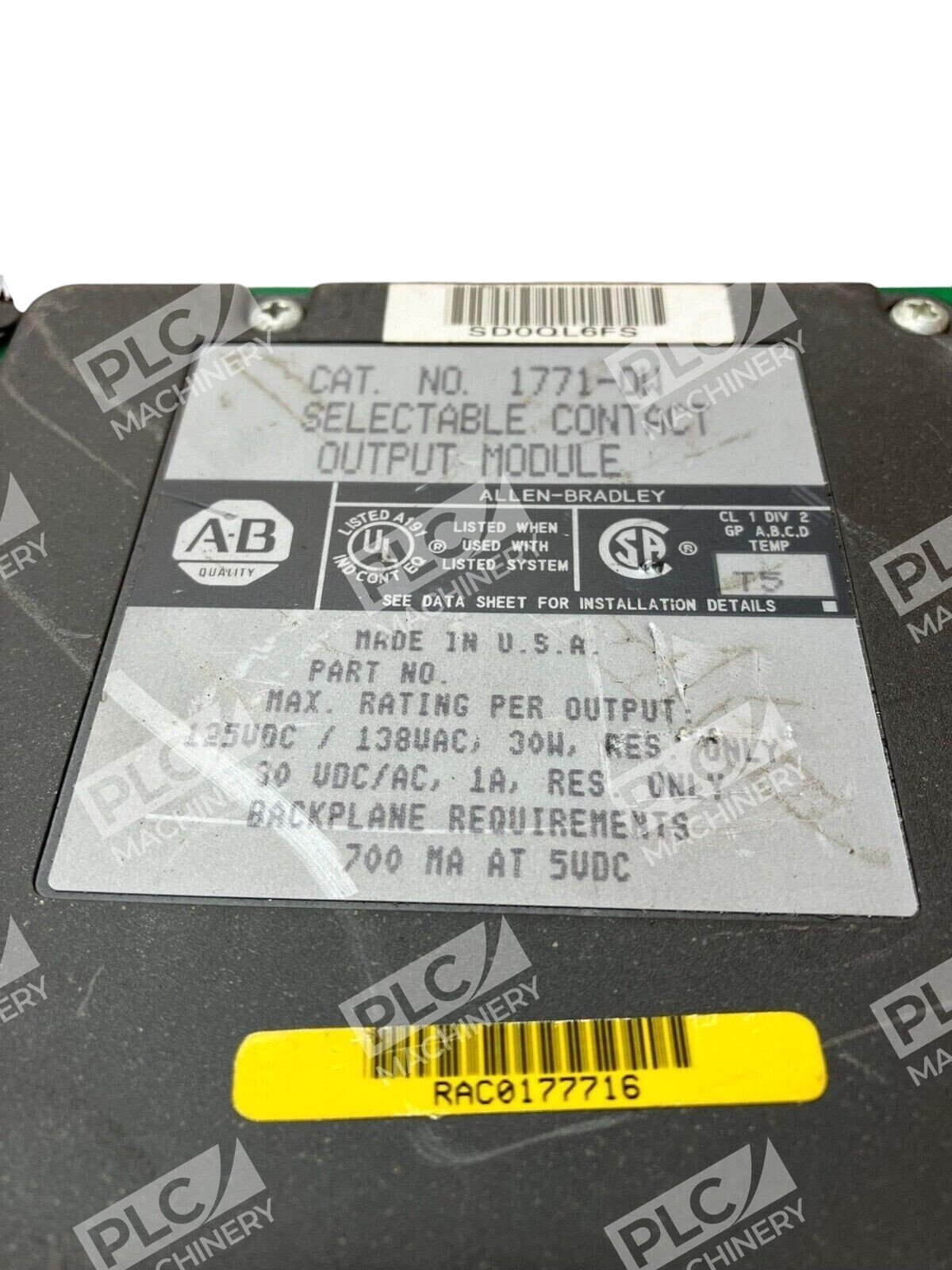 Allen Bradley 1771-OW Selectable Contact Output Module - Image 2