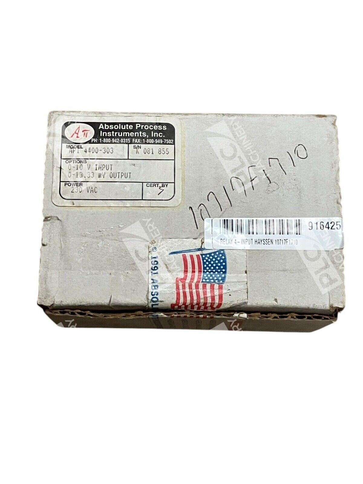 Absolute Process Instruments API 230VAC Relay 4-Input Hayssen Relay API4400-303