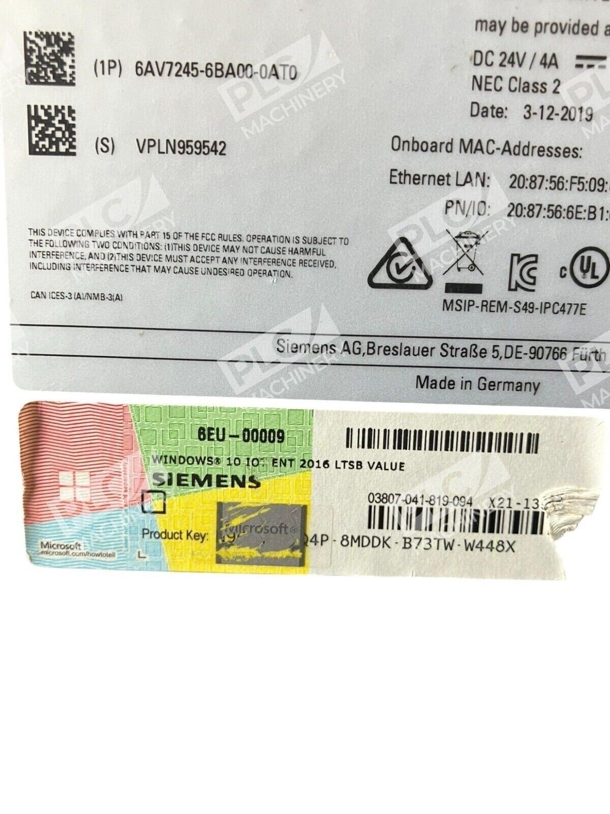 Siemens Simatic HMI IPC477E BVO Compact F 6AV7245-6BA00-0AT0 - Image 5