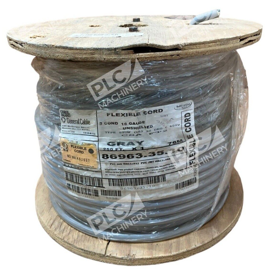 General Cable Carol 86963.35.10 3 Cond 16 Gauge Unshielded 250' 76M Gray