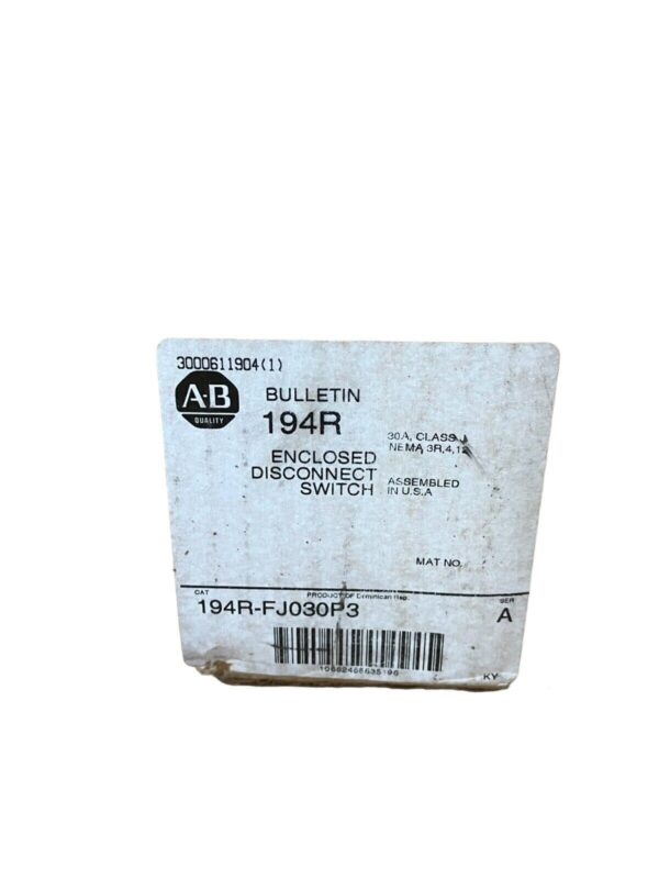 Allen Bradley 194R-FJ030P3 /A IEC Enclosed Disconnect Switch 30A 690V - Image 2