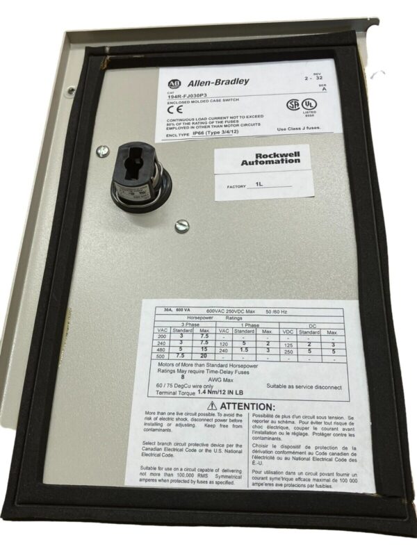 Allen Bradley 194R-FJ030P3 /A IEC Enclosed Disconnect Switch 30A 690V - Image 5