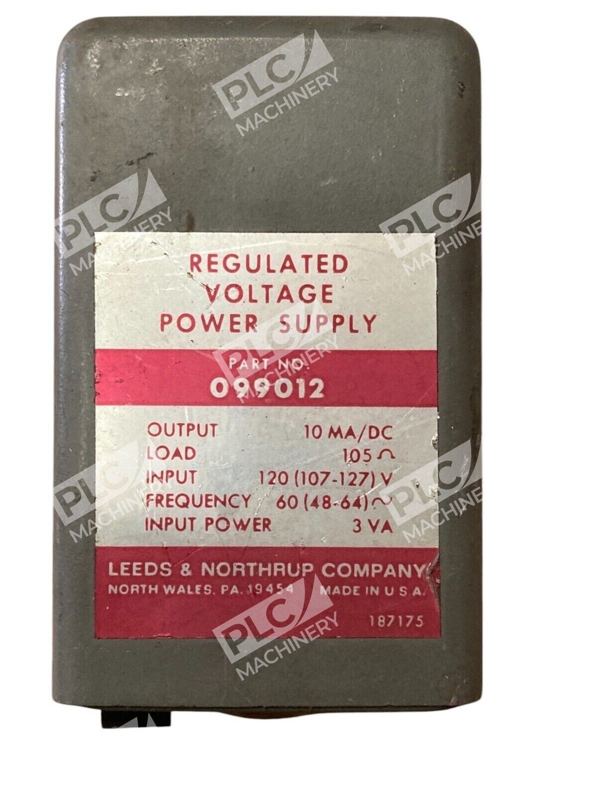 Leeds & Northrup 10MA/DC 105Ohm Regulated Voltage Power Supply 099012