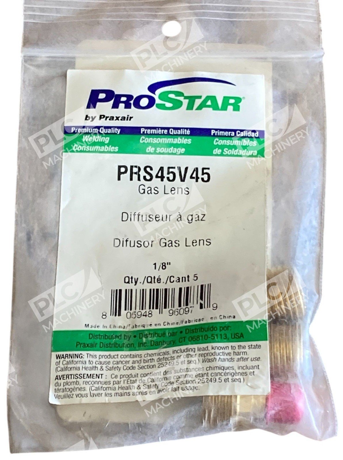Praxair ProStar 45V45 1/8" Difusor Gas Lens PRS45V45 (Bag of 3)
