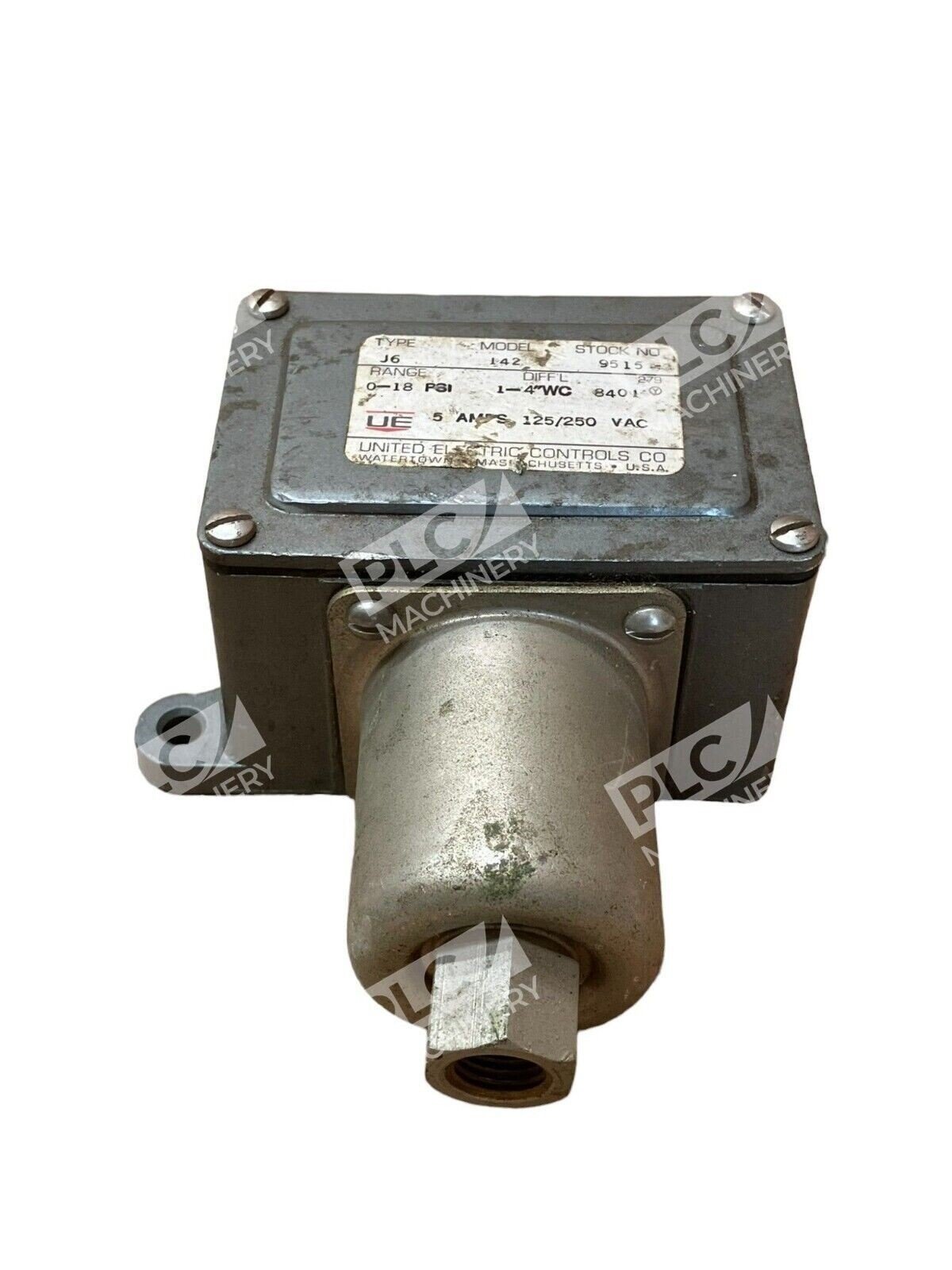 United Electric J6-142-9515 0-18PSI 1-4"WC 5A 125/250VAC