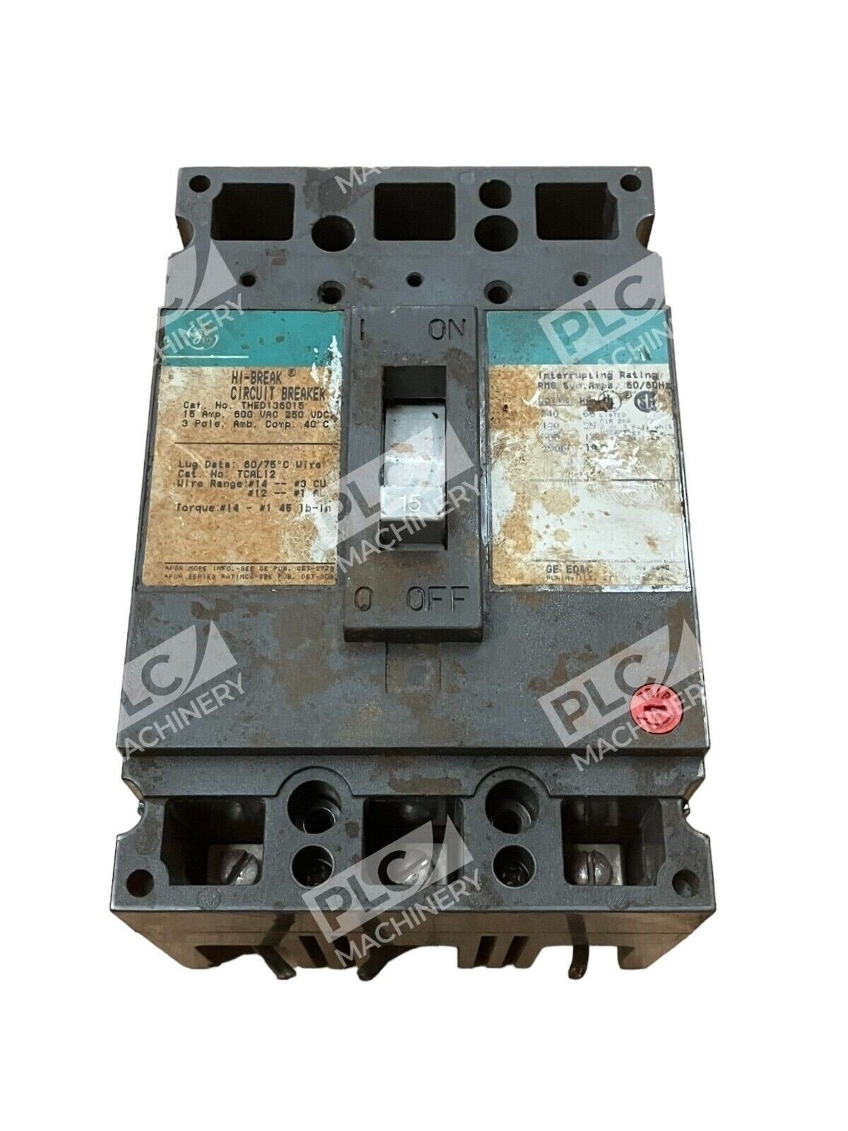General Electric THED136015 Hi-Break Circuit Breaker 15A 600VAC 250VDC 3 Pole