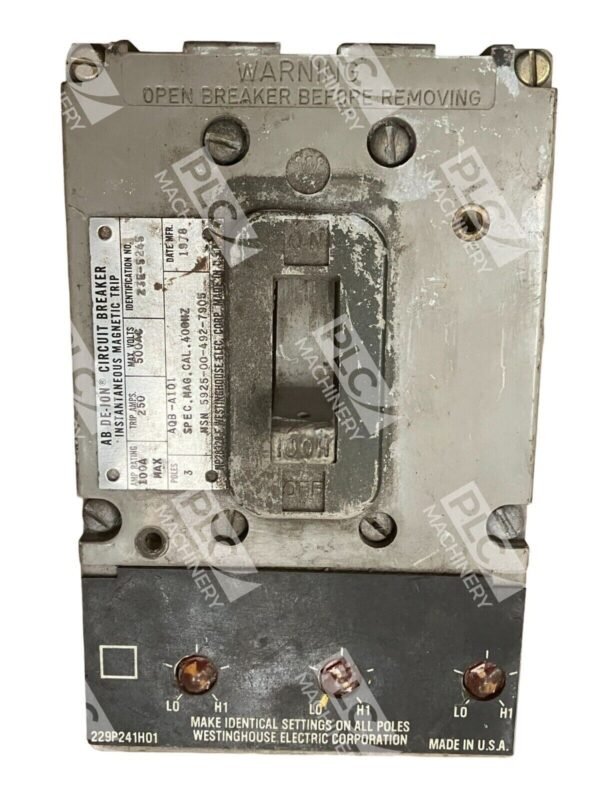Westinghouse AQB-A101 AB De-Ion Circuit Breaker 100A 23E-5245 5925-00-492-7905
