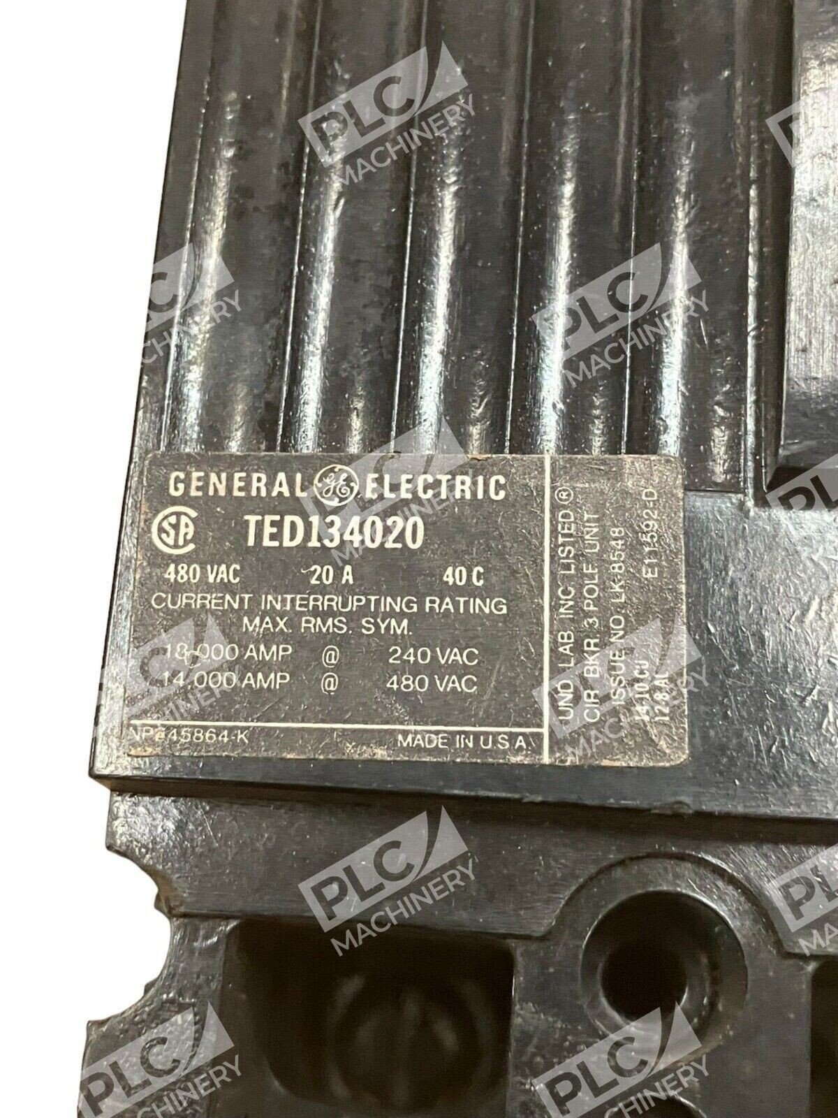 General Electric TED134020 Circuit Breaker 20A 480VAC - Image 2