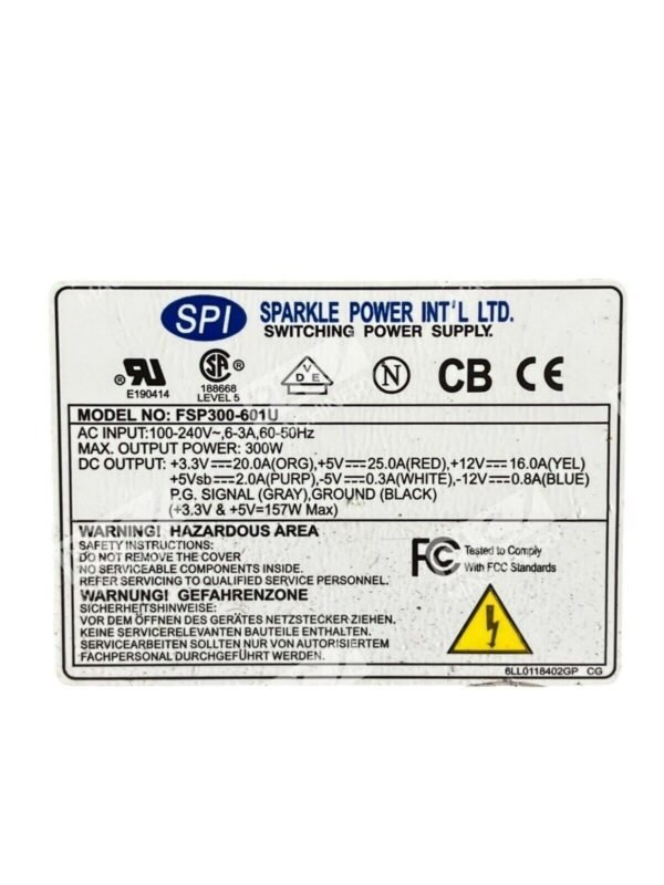 SPI Sparkle Power Int'l Ltd. Switching Power Supply FSP300-601U 300W