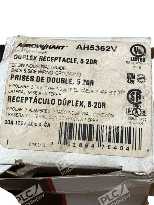 Cooper Arrow/Hart 2P 3W 5-20R Duplex Receptacle AH5362V - Image 3