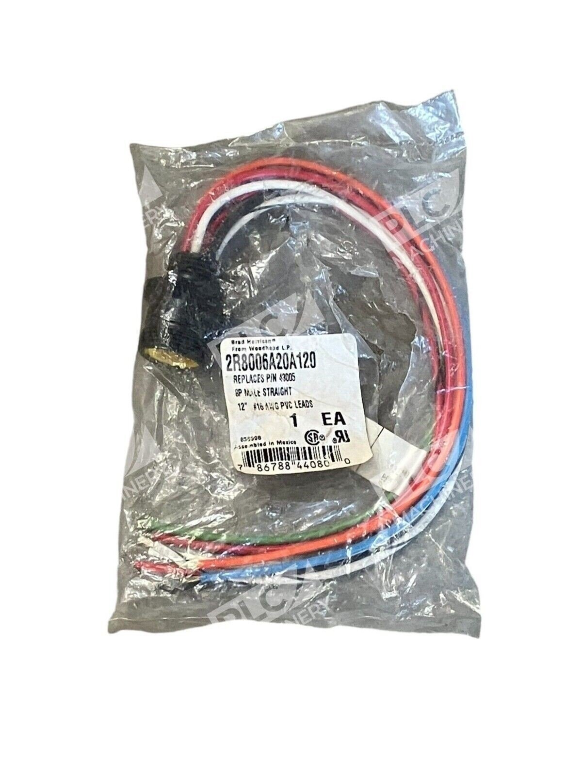 Woodhead LP Brad Harrison 8P Male Straight 12" #16 AWG PVC Leads 2R8006A20A120