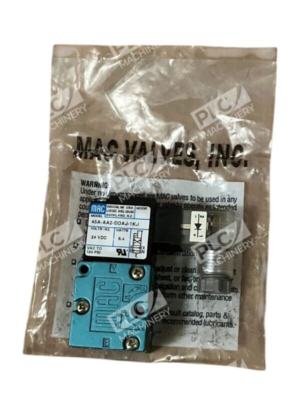 MAC Solenoid Valve 45A-AA2-DDAJ-1KJ w/ Peters Indu-Produkt Connector GIC3YD