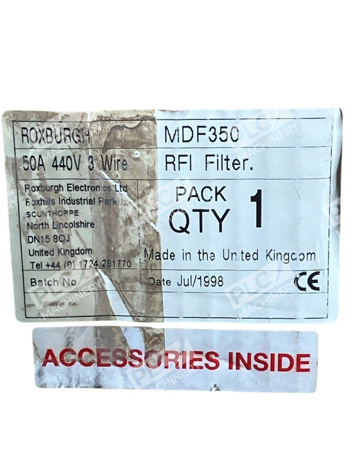 Roxburgh 50A 440V 3 Wire RFI Filter MDF350 - Image 2