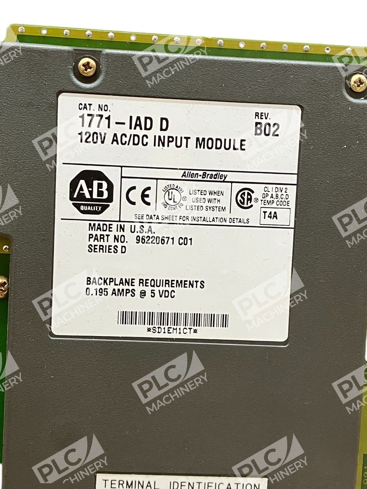 Allen-Bradley 1771-IAD D 120V Digital AC/DC Input Module Rev. B02 - Image 3