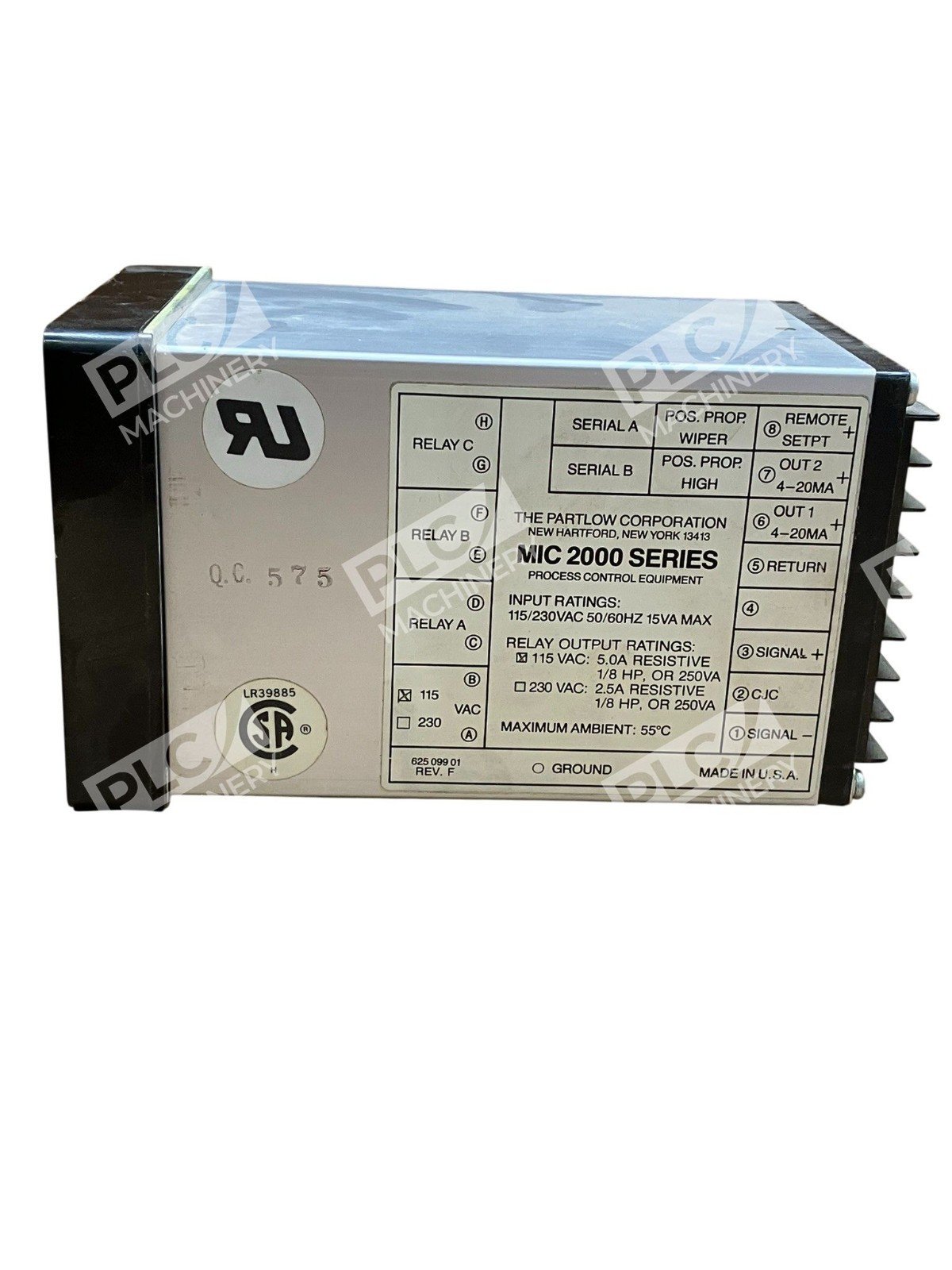 Partlow 2130001 Mic 2000 Series Process Control Equipment 115/230 VAC 50/60 Hz - Image 3