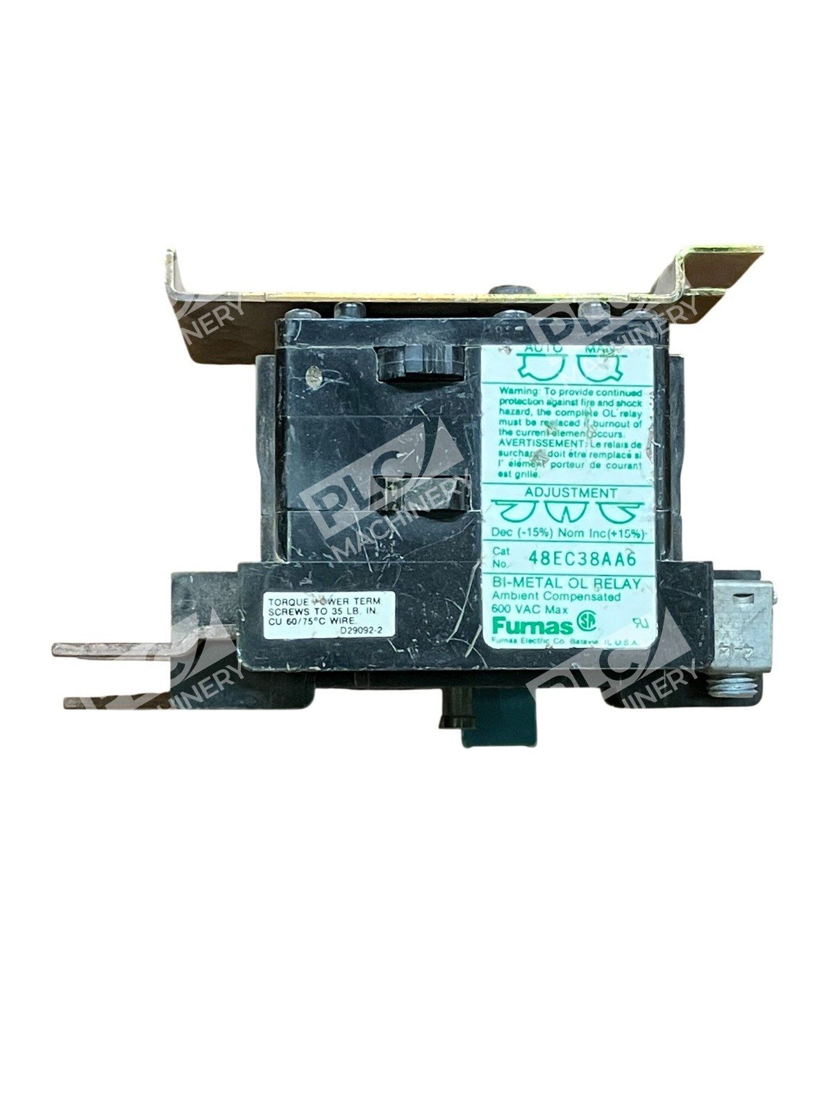 Furnas 600VAC Bi-Metal OL Relay 48EC38AA6 - Image 6