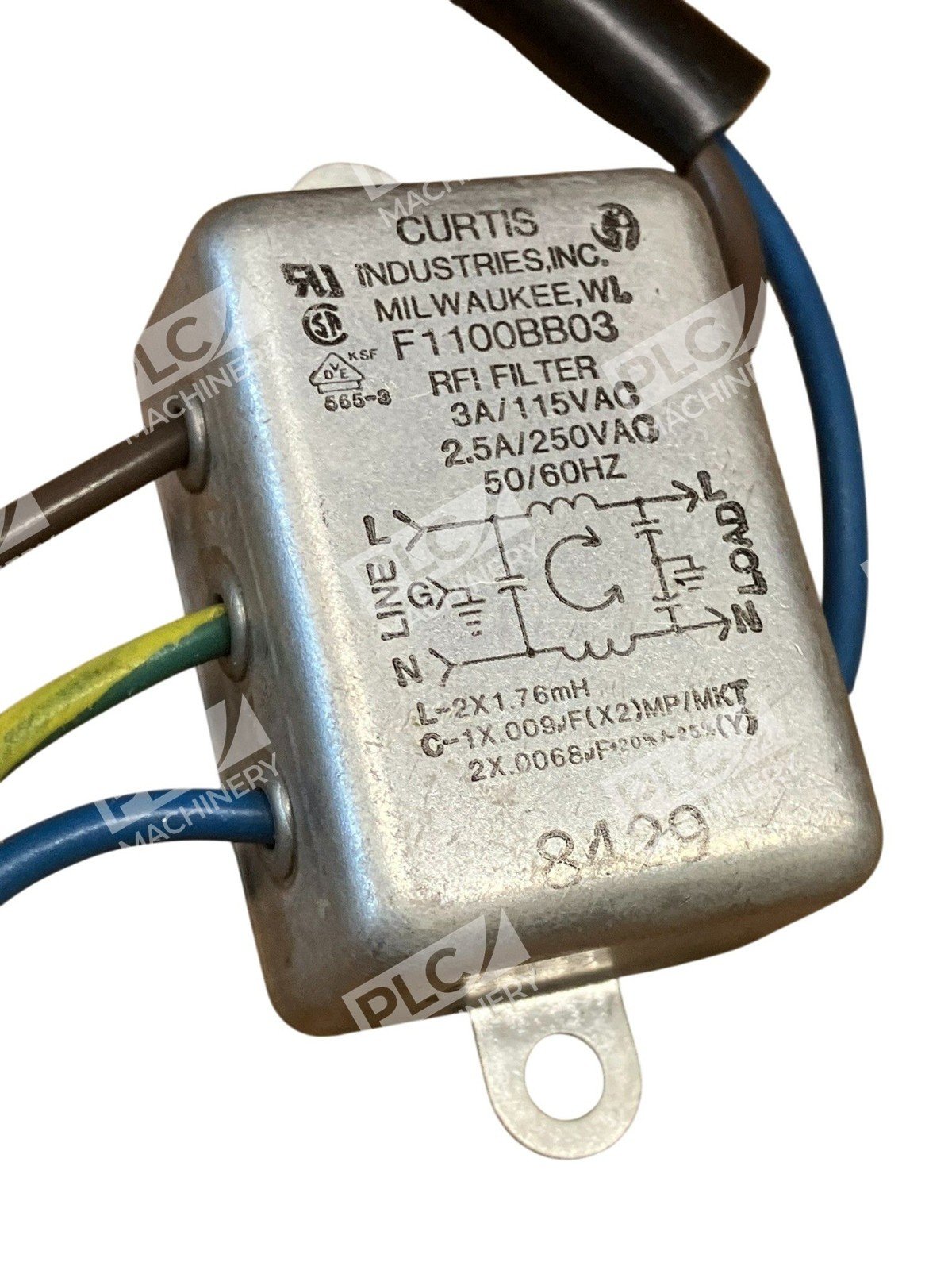 Curtis Industries F1100BB03 RFI Filter 50/60 Hz 250 VAC at 2.5 A - Image 5