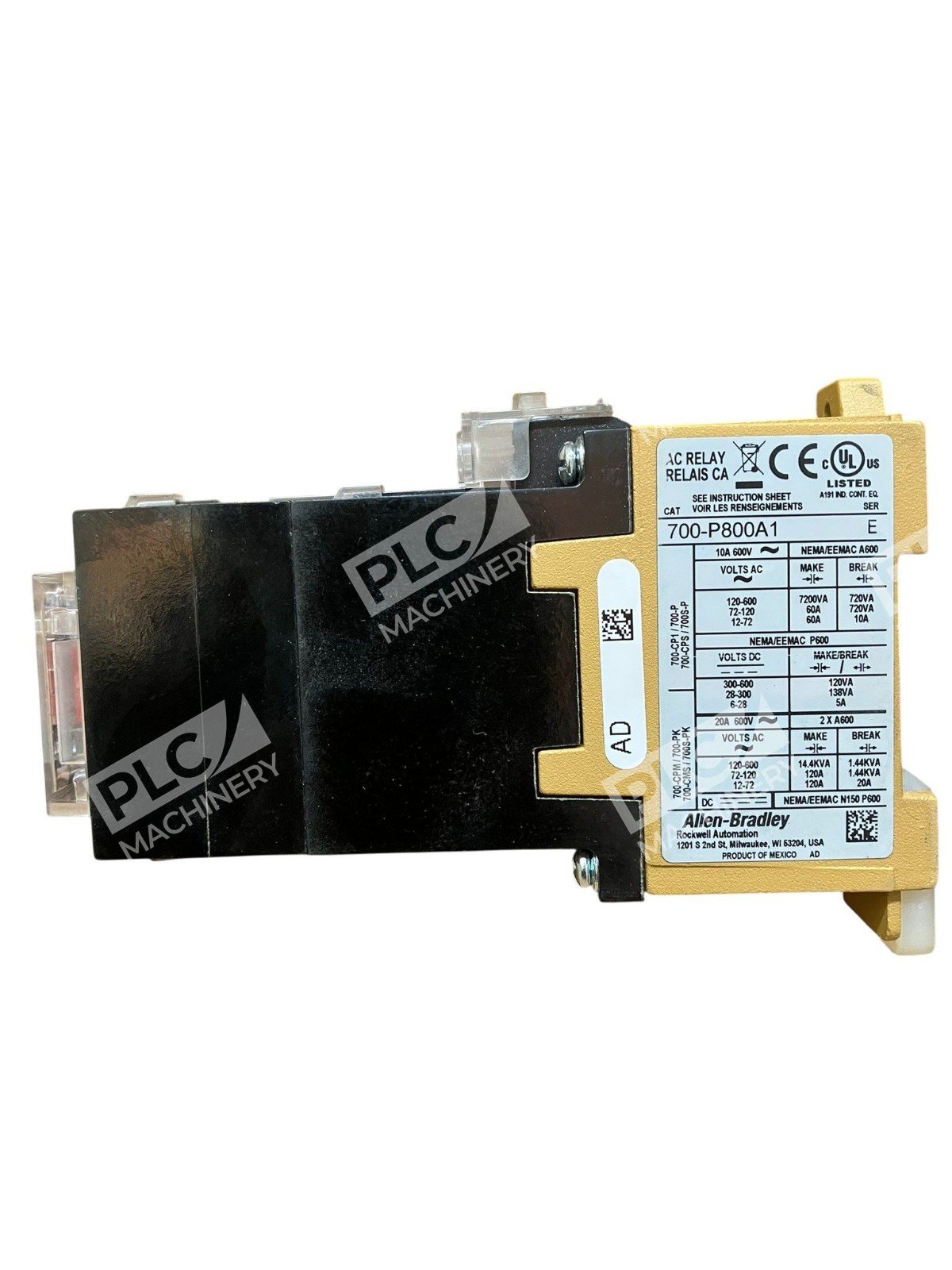 Allen-Bradley 700-P800A1 AC Control Relay 8NO 120V Coil NEMA A600 Ser. E