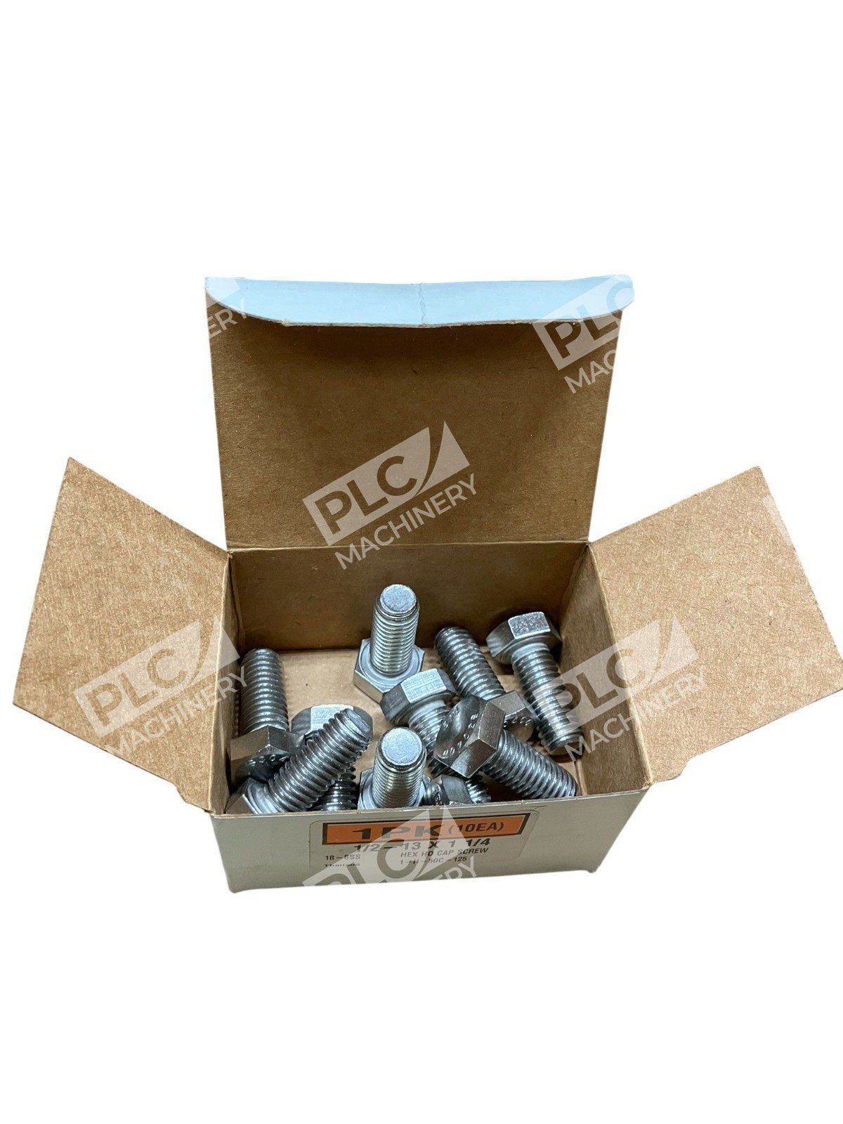 18-8 SS Hex Head Cap Screw 1/2-13 x 1-1/4 UNC S30400 / 1-H-50C-125 One Box of 10 - Image 2