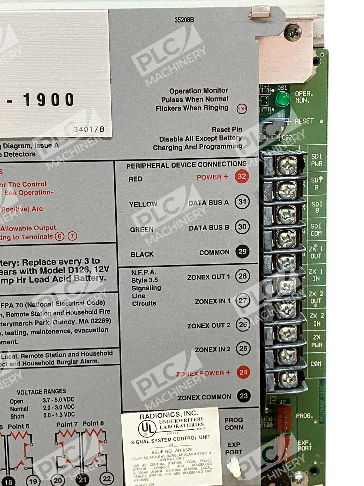 Radionics Diebold Securestat CA-1900 AH-6325 Signal System Control Unit D9112-05 - Image 6