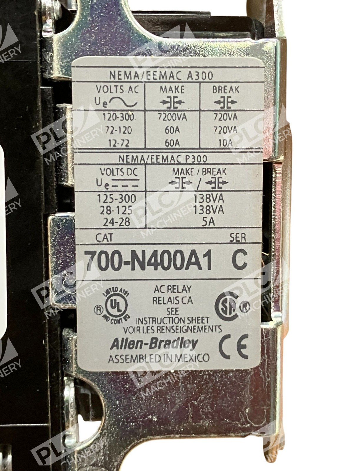 Allen-Bradley 700-N400A1 Control Relay 110/120VAC 4NO Bulletin 700 (Damaged) - Image 7