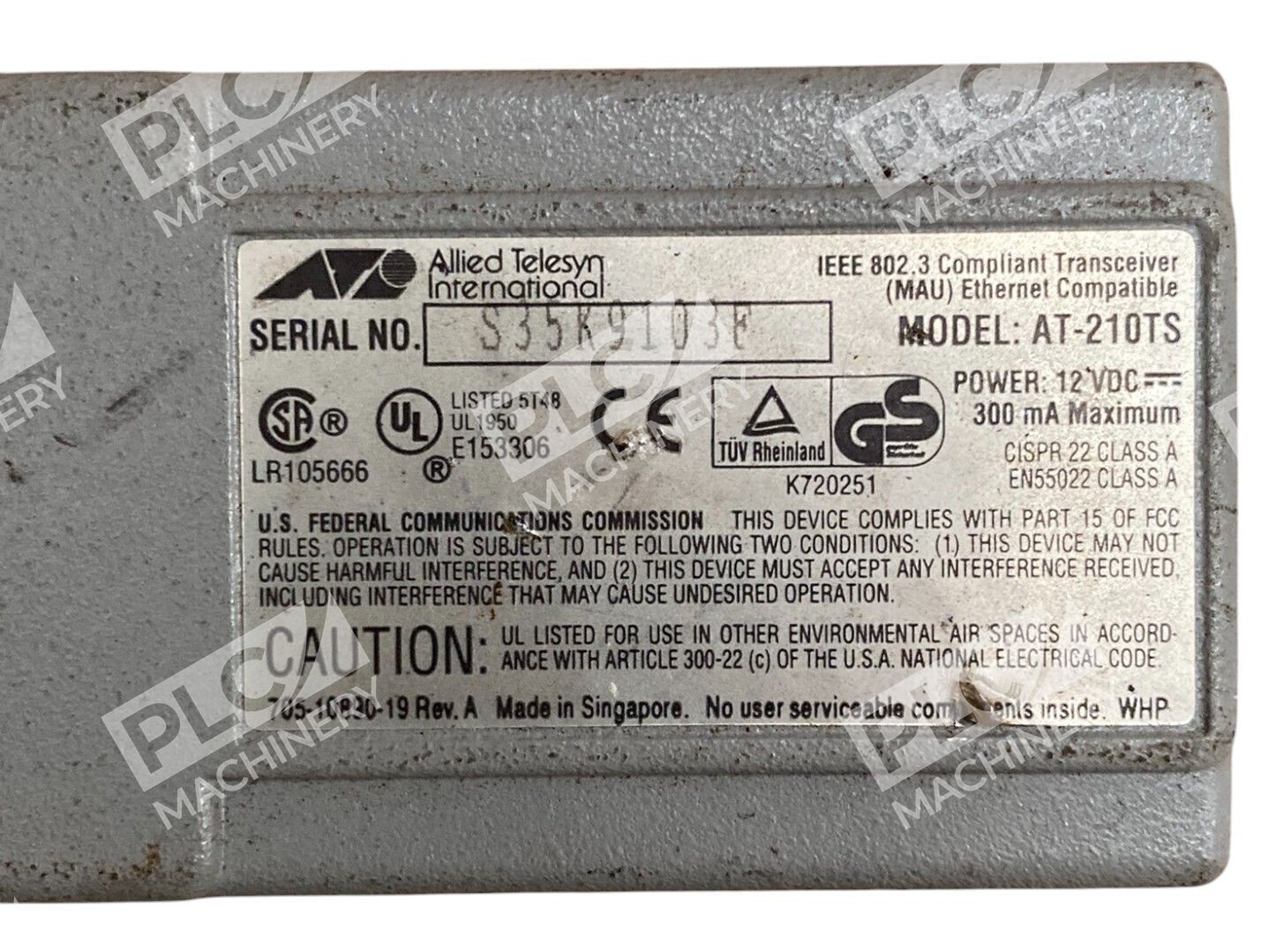 ATI Allied Telesyn International CentrCOM210TS Twitsed Pair Transceiver AT-210TS - Image 3